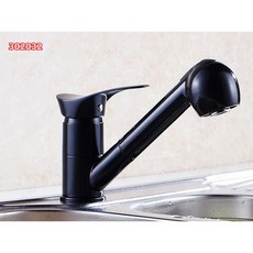 全銅黑化可抽拉旋轉水槽水龍頭 冷熱廚房水龍頭，360度旋轉，輕鬆清潔, 1個