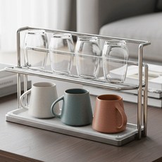 모스틸 2단 컵거치대 스텐 텀블러건조대, 스텐컵건조대(06829A), 1개, 실버
