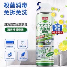 強力冷氣清潔劑 免水洗 檸檬香味 99.999% 殺菌消毒, 1個, 【1瓶體驗裝】清爽檸檬-600ml