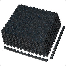 AIRHOP 운동 매트 헬스 매트 흡집 매트 운동기구 소음방지매트 이중 두께 고무 재질 62x62x1.4cm 가정용 홈짐 및 전문 헬스장에 적합, 6개, 검정색/파란색