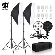 스탠드 조명 삼각대 소프트박스 4 램프 홀더 라이트 박스 화이트 키트 사진 플래시 50x70CM E27 베이스 카, 1개
