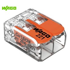 [WAGO] 221-412 (낱개) 원터치 와고 전선커넥터 2폴 모든전선용 Max 4SQ, 1개