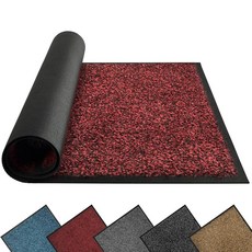 Mibao 현관 매트 야외 실내용 먼지 트래퍼 웰컴 매트 미끄럼 방지 방수 도어매트 내구성 있는 세탁기 세탁 가능한 로우 프로파일 입구 러그 뒷문 외부 파티오 현관용, 블랙&레드