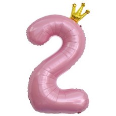 이벤트홀릭 초대형 왕관 숫자은박풍선, 핑크 2