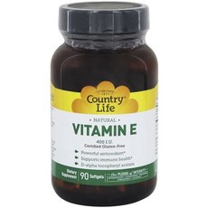 Country Life 維生素 E 400IU 軟膠囊, 1個, 90 件