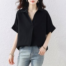ZENCY 젠시 댄 카라 반팔 블라우스 (55~99사이즈까지)