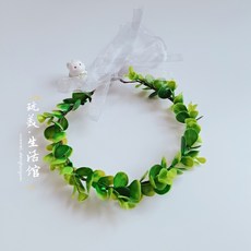 希臘女神仿真橄欖葉頭飾漿果玫瑰花環攝影度假旅遊配飾品, 1個, 尤加利葉環