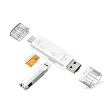 3in1 멀티 마이크로SD카드리더기 스마트폰 OTG연결 블랙박스 TF카드, 3in1 멀티 마이크로SD카드리더기 화이트, 1개