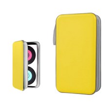실빌 자동차 차량 CD DVD 케이스 96용량 하드 플라스틱 홀더 잠금장치와 편리한 스트랩 휴대용 지퍼 디스크 정리함 보관 지갑 홈 오피스 여행용 액세서리 노란색, Yellow, 1개