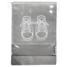 防水網格鞋子收納袋, 防塵束口大號-灰色 (現貨)