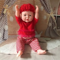 실리콘 아기 인형 교육용 신생아 모형 돌봄 연습 가정 학습용 인형, 음성 기능 없음, 52cm전체접착식여성용(밝은빨간색)