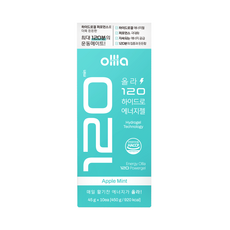 올라 120 하이드로 에너지젤 애플민트 마라톤 러닝 자전거 파워젤 10포 43g, 45g, 1