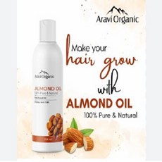 Aravi Organic Cold Pressed Almond Oil for Hair Growth Skin Care and Moisturising, 1개, 200ml