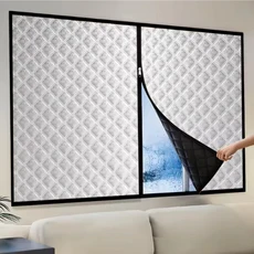 지퍼 겨울용 보온 커튼 단열 방풍 밀폐 창문 및 스크린 차광, 36 W50cm x H80cm, 01 실버