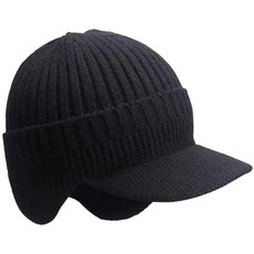 알로하모아 겨울 등산 모자 방한 귀마개, 블랙