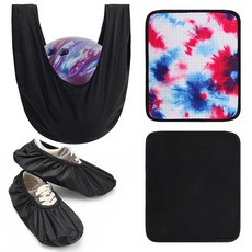 Anglekai 4팩 볼링공 액세서리 키트 10인치 x 8인치 타월/폴리셔 백/신발 보호 커버로 청소/보관 가능