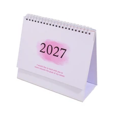 2027년 중형 월간 책상 달력 사무실 학교 가정용 스프링 제본 접이식 스탠드형 데스크탑, 03 Pink