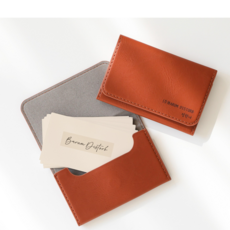 비덤 명함케이스 이니셜 각인 명함지갑 고급 PU원단, 1개, 머스타드(기본 포장)