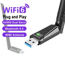 AX900 USB 와이파이 6 블루투스 5.3 어댑터 2 인 동글 듀얼 밴드 2.4G 및 5GHz USB 와이파이 네트워크 무, 1) AX900BT5.3, 1개