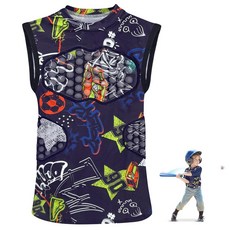 그레이스풀큐브 야구 가슴 보호대 청소년 패딩 축구 셔츠 청소년 티셔츠 라크로스 및 골키퍼용 셔츠 옐로우 YM 450647, 파랑 450647