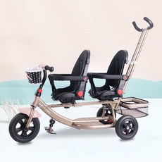 2인용 유모차 유아차 쌍둥이 연년생 자전거 카트 유모카 경량 나들이 산책 회전의자, 샴페인 골드 A, 샴페인 골드 진공타이어