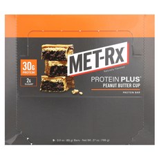 MET-Rx Protein Plus Bar 땅콩 버터 컵 바 9개 각 85g(3oz) MET-Rx (메트-Rx), 85g