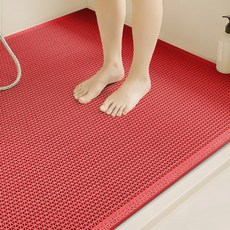 浴室淋浴房PVC防滑腳墊, 升級加密網格防滑墊-中國紅,60x90cm, 1個