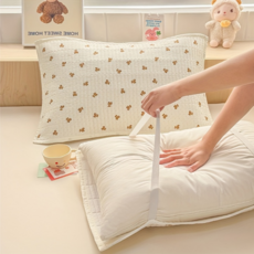 부드러운 촉감 이동 방지 고정끈 먼지 방지 보호 베개 커버 2p 세트