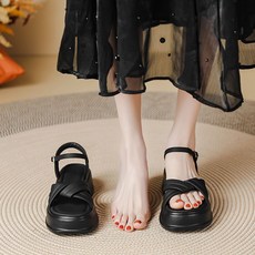 쿠션 발편한 여성 샌들 토오픈 심플 키높이 펌프스 패션 시원한 스트랩 코디