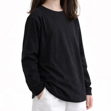 아이크레용 아동용 루즈핏 면 워싱 무지 긴팔 티셔츠
