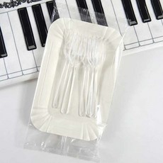 나이프 일회용 카페 디저트 빵집 케이크 아이스크림, 투명봉투 100팩5장접시5투명4척포크, 1개