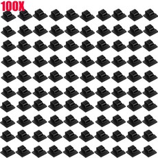 10 50 100PCS 케이블 주최자 자체 접착 고정 마킹 와이어 장치 펀치없는 데스크탑 자동차 사무실 클립, Bla 100PCS