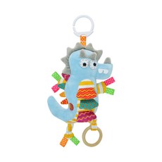 雪倫小舖 嬰兒安撫玩具動物音樂拉鈴 推車床掛寶寶玩偶, 藍色角龍, 藍色角龍, 1個