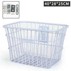 【開發票/統編】自行車後車筐 後座置物籃 機車/電動車通用 大容量書包籃 後置折疊單車籃, 40加粗加大白色車筐無蓋+前用配件, 1個