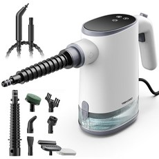 [25년형] TEEVOGO 핸디 스팀청소기 20S 빠른 가열 고온 살균 다기능 고압 스팀 청소기 바닥/주방/차량 청소, 화이트