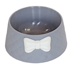 강아지 리본 퀄팅 식기 그레이 1P 고양이 급식 급수기 물그릇 애견 보울 밥그릇 고양이 애견 밥그릇 dew+264vC