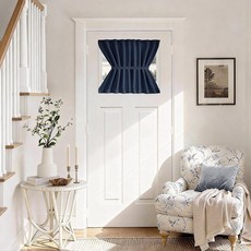 문창문용 벨크로 도어 커튼 2-in-1 설치 방법 작은 앞문/유리문용 패널 1개 너비 63.5cm(25인치) x 길이 50.8cm(20인치) 네이비 137004