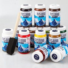 [다우몰] 친환경 수성 스테인 페인트 블루 우드 아쿠아 목재 가구 방문 코팅 (스펀지붓), 1개, 500ml, 밤색