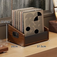 黑膠唱片收納架 桌面置物架, 【胡桃-黑茶】-小號, 1個
