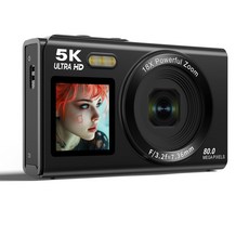 SorJar 카메라 5K UHD 고화질 8000w 픽셀 2.8인치 휴대용 디지털카메라 18X 디지털 줌, 블랙64GB