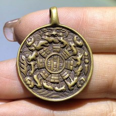 藏傳九宮八卦牌吊墜 藏式黃銅配飾, 如圖所示, 1個