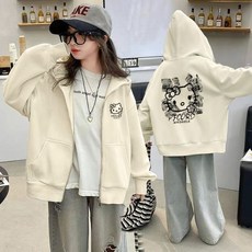 여아용 후드 집업 벨벳 기모 아동복 루즈핏 캐릭터 데일리 자켓
