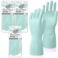 아뜰라임화이트 끈질긴 튼튼한 만능 니트릴 고무장갑, 3개, 대(L), 민트 그린
