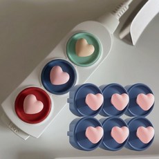 드로우앳 하트 콘센트 안전커버, 6개, 블루 핑크 6개, 블루 핑크
