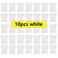 10pcs 미니 사각형 꽃 냄비 트레이 배수 구멍 즙이 많은 식물 묘목 홈 정원 사무실 책상 JXB, 06 10pcs white