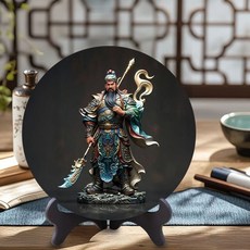 國風立體 關公藝術 圓盤 相框, 1個, SB80544-關帝聖君,直徑20CM-送支架-熱賣簡約無邊框款