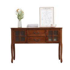 엔틱콘솔 폭좁은 복도 서랍장 라이트월넛 슬림 콘솔 장식장 원목, 라이트호두 100x32x82cm