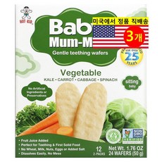 Hot Kid 유아용 젠틀 치발 웨이퍼 야채 스낵 12개입 50g 3개