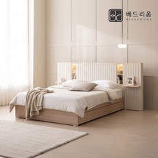 금성침대 베드리움 브리드 LED 원목침대Q 프레임+사이드패널 1EA, 아이보리, 아이보리