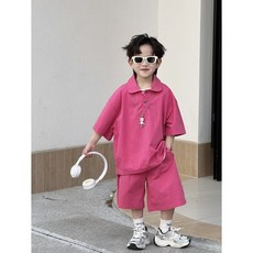 兔巴叮童裝 男寶寶薄款速乾運動兩件套 韓國夏季新款男童帥氣POLO衫兩件套 潮酷學生洋裝兒童套裝